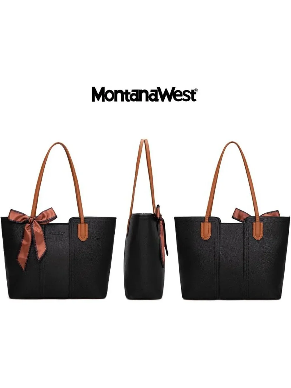 Women Jet Black  Medium Tote Bags Top Handle Satchel Purses